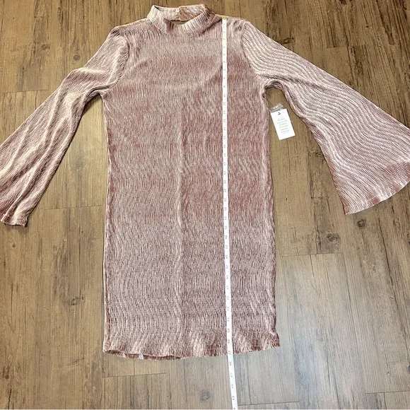 Eloquii Blush Velvet Textured Bell Flare Sleeve Mini Dress - Picture 6 of 13